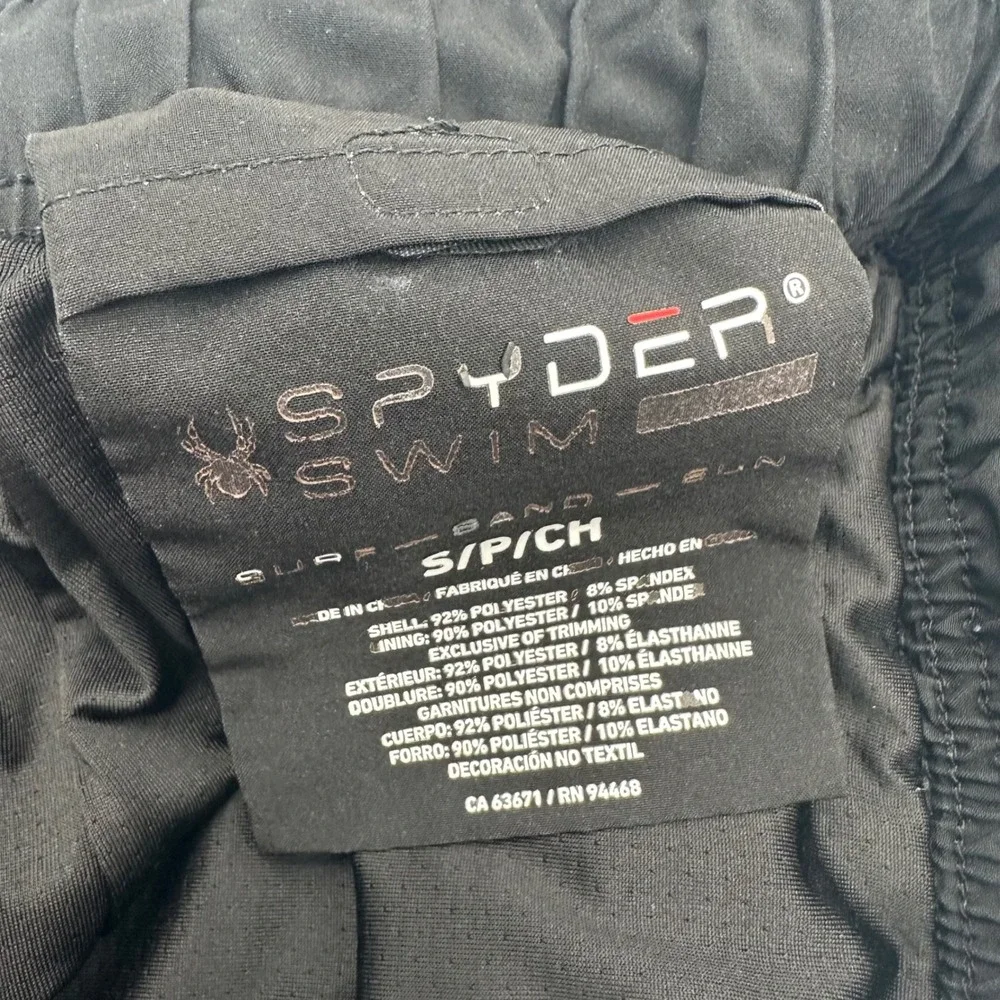 Spyder Swim Mens Small‎ S Black Grey Dot Camo Board Shorts Trunks Zipper Pocket